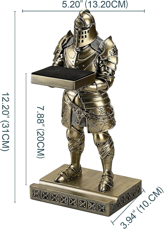 King's Guard Headphone Stand Watch Display Stand Jewelry Bracelet Necklace Holder Trays Towers Warrior Knight Mobile Phone Stand for Office & Home 12.20 Inch (Bronze)