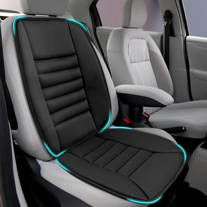 Car Seat Cushion, Memory Foam Cushion for Car Seat, Lumbar Support Pillow, Seat Cushion for Full Back and Seat, Ideal for Car Seat Driver, Office Chair, Wheelchair and Back Pain Relief (Black)