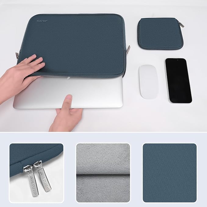MOSISO Laptop Case 16 inch, 15-15.6 inch Laptop Sleeve Bag Compatible with MacBook Pro 16 M5 M4 M3 M2 M1, HP Acer Dell Lenovo ASUS Notebook, Neoprene Computer Sleeve Bag with Small Case, Haze Blue
