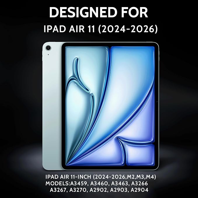 Peslv 4 Way Privacy Screen for iPad Air 11 Inch (2024-2026, M2 M3 M4), Anti Glare Blue Light 360 Spy Filter Private Cover, High Sensitive Bubble-Free Easy Install Black Security Protector