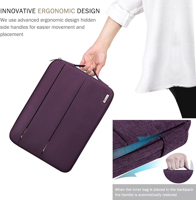 Voova 14 15 Inch Laptop Sleeve Case, Waterproof Computer Bag Cover Compatible with MacBook Air 15 M2/M3/M4 2022-2025, MacBook Pro 15, Hp chromebook 14, 14-15” Dell Lenovo Acer Asus, Dark Purple