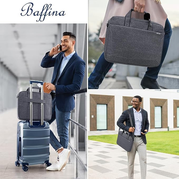 BAFFINA 17 17.3 Inch Laptop Shoulder Bag for Men Women,Waterproof Computer Carrying Case Messenger Bag with Strap for 17"-18" HP Dell,Laptop Briefcase for Office business Travel College School,Grey