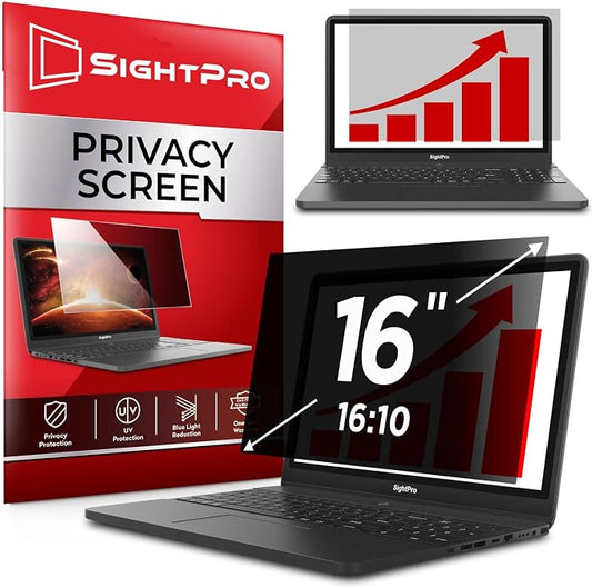 SightPro 16 Inch 16:10 Laptop Privacy Screen Filter - Computer Monitor Privacy Shield and Protector - High Clarity