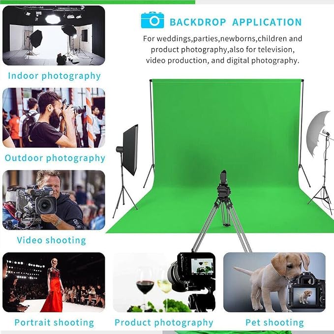 Green Screen Backdrop 10 x 13 ft, Photography Greenscreen Background for Streamingl, Big Green Photo Backdrop Curtain for Zoom Meeting, Video Studio, Video Recording