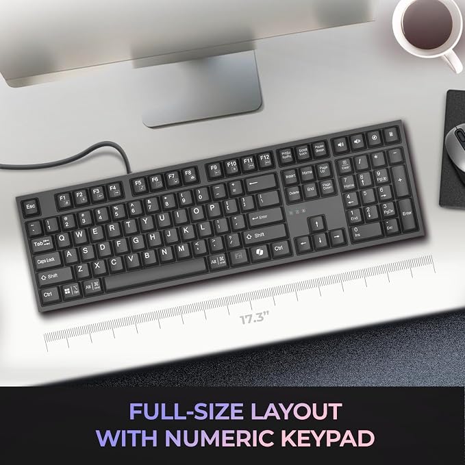 Adesso AKB-670UB Mechanical Keyboard with Copilot AI Hotkey - Blue Switch, Multi-OS Compatible | Enhanced Productivity with Tactile Feel and Multimedia Keys