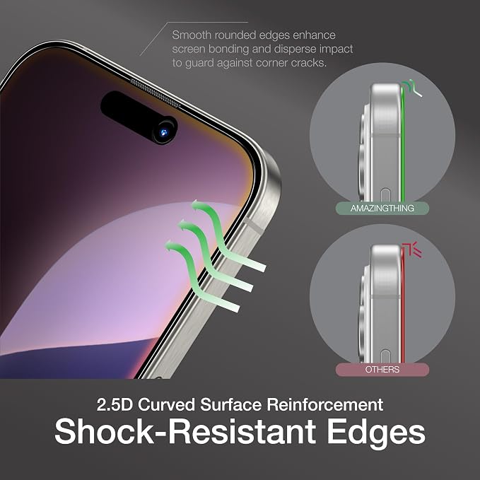AMAZINGthing for iPhone 16 Pro [Titan - Privacy] Screen Protector, Anti Spy, 9H Tempered Glass, Built-in Dust Filter Full Coverage, Case‑Friendly, Oleophobic, Bubble‑Free Application, 2 Pack