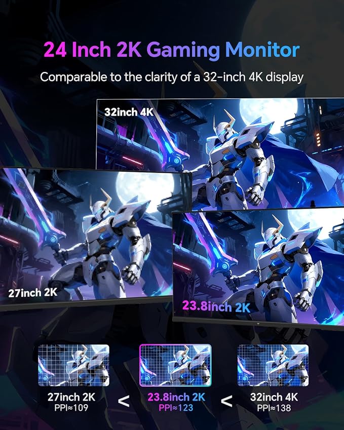KTC 24 Inch Gaming Monitor 180Hz - 2K 1440P Computer Monitors, Fast IPS Vertical Monitor with HDR 400, Adaptive Sync, Up to 185Hz, HDMI & Display Port, Tilt Pivot Height Adjustable, Vesa Mount, H24T7