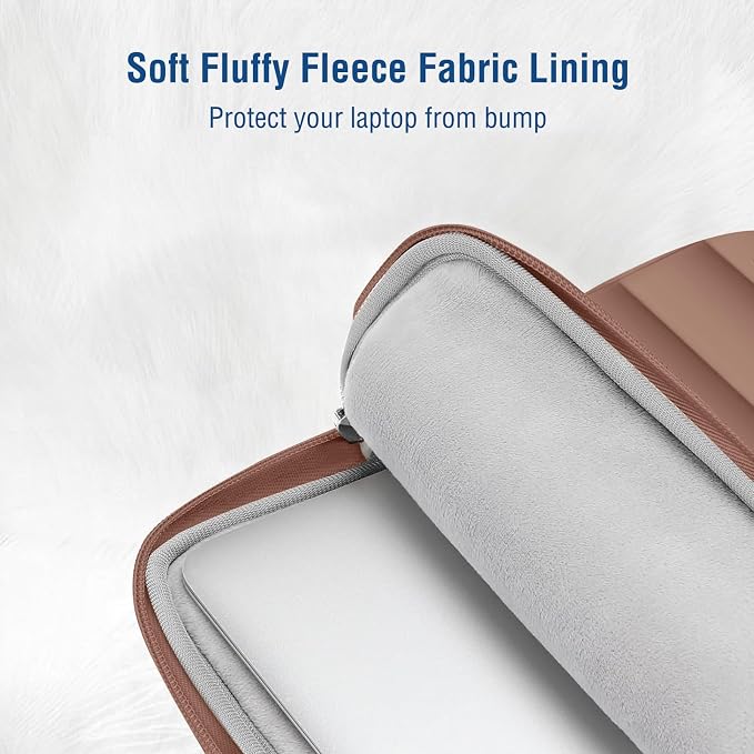 MOSISO Laptop Case 16 inch, 15-15.6 inch Puffy Laptop Sleeve Compatible with MacBook Pro 16 M5 M4 M3 M2 M1, HP Dell ASUS Acer Toshiba Lenovo, Polyester Horizontal Bag with Small Case, Mocha