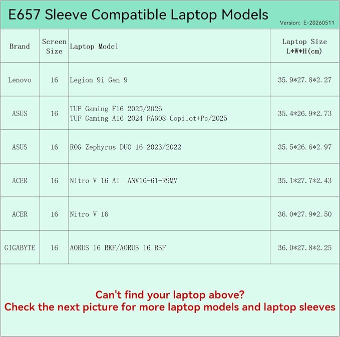 Smatree Elite Laptop Sleeve for 16 inch Lenovo Legion 9i Gen 9, ASUS TUF Gaming Laptop F16/A16, ASUS ROG Zephyrus Duo 16, Acer Nitro V 16, GIGABYTE AORUS, Protective Laptop Case with Pocket(E657)