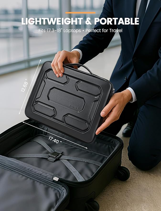 DOMISO 18 inch Laptop Sleeve with Handle Shockproof Computer Bag Waterproof EVA Protective Carrying Case for 17.3" MSI GS73VR Stealth Pro/HP Envy 17/LG Gram 17"/ROG Strix GL702VS, Black