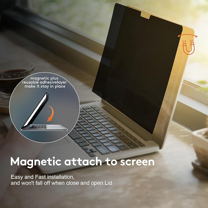 Magnetic Privacy Screen for MacBook Air 13.6 inch (2022-2026, M2, M3, M4, M5), Model A2681, A3113, A3240, Removable Screen Protector, Blue Light Blocking, Anti Glare Protector and Privacy Filter Shield
