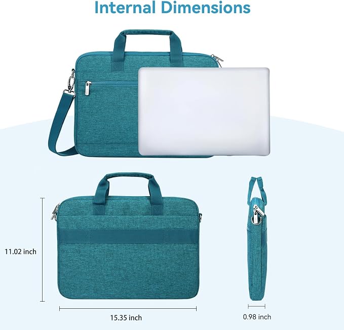 LANDICI 360° Protective Laptop Bag Case 15.6-16 Inch with Shoulder Strap, Waterproof Computer Sleeve Cover for MacBook Pro 16, Acer HP Lenovo Dell ASUS Laptop, Slim Briefcase for Women, Lake Blue