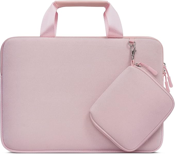 MOSISO Laptop Case 13 inch, Laptop Sleeve Bag Compatible with MacBook Neo 13 / Air M5 M4 M3 M2 M1 2026-2018 / Pro M2 M1, Neoprene Carrying Computer Bag with Handle&Detachable Small Case, Pink