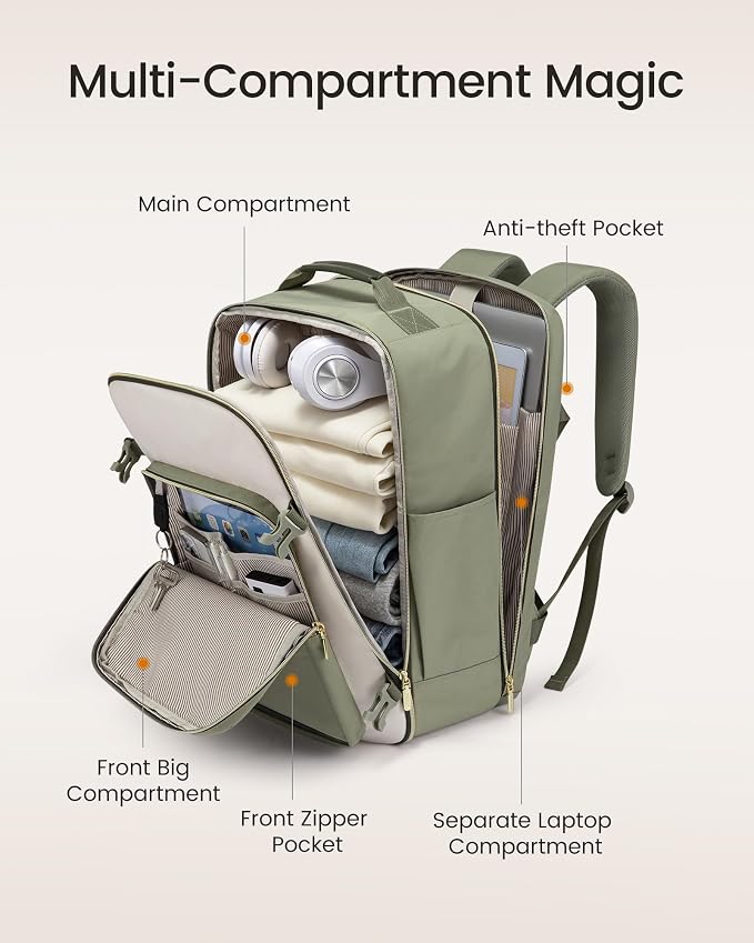 LOVEVOOK 56L Travel Backpack for Women & Men, Airline Approved Carry On Luggage with 3 Packing Cubes, TSA Overnight Bags, Waterproof Personal Item Bag, Weekender Essentials Backpacks fits 17" Laptop