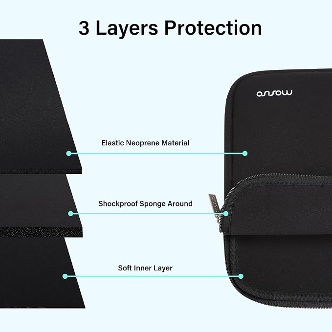 MOSISO Laptop Case 13-14 inch, 13.3 inch Laptop Sleeve Bag Compatible with MacBook Air 13 13.6/Pro/Neo 13/Pro 14, HP Dell ASUS Lenovo,Neoprene Carrying Case with Horizontal Pocket, Black