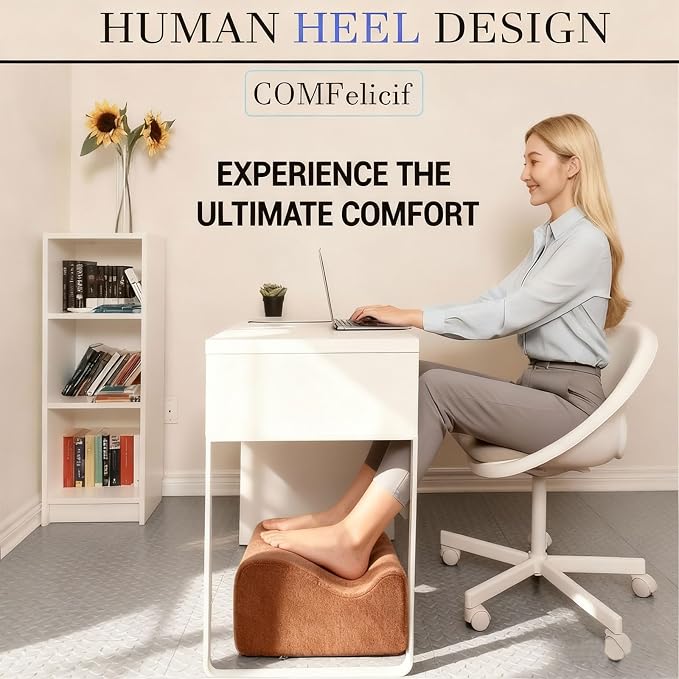 Foot Rest for Under Desk at Work,At Work Soft Ergonomic Footrest,Support Foot Pillow,Heel Chair,Leg Elevation Pillow,(Brown)