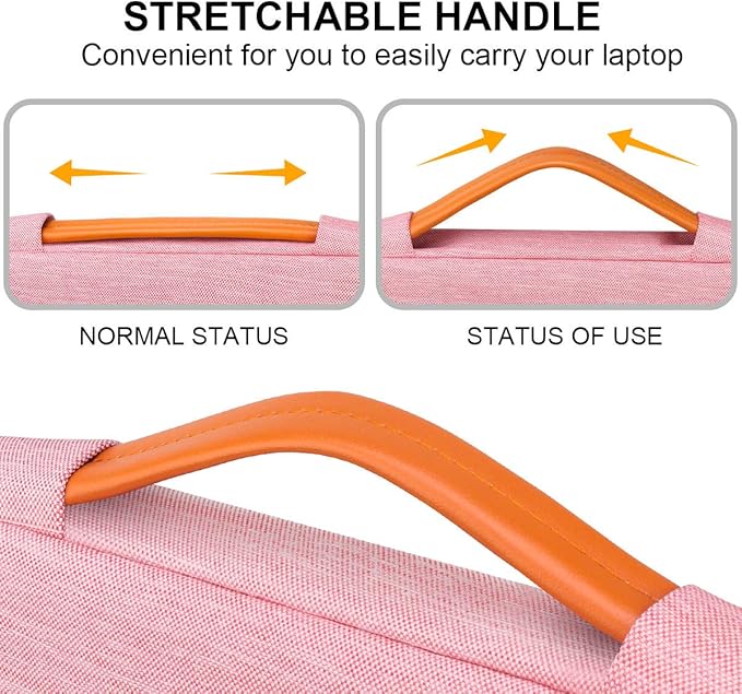 Lacdo 360° Protective 15-15.6 Inch Laptop Sleeve Case for Acer HP Lenovo Dell ASUS Laptop, Acer Aspire 15, HP Pavilion 15, Dell Inspiron 15, Lenovo IdeaPad 15, ASUS ZenBook 15 Computer Bag, Peach