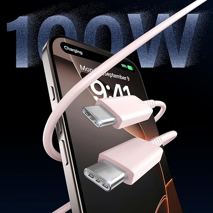 Phone 17 16 Pro Max Charger Fast Charging,45W Phone 17 Charger Type C Chargers USB C Charge Block &6.6FT Long C Charging Cables Cord for Phone 17/17 Pro/ 17 Pro Max/Air/Phone 16 15 Pro Max,Pink