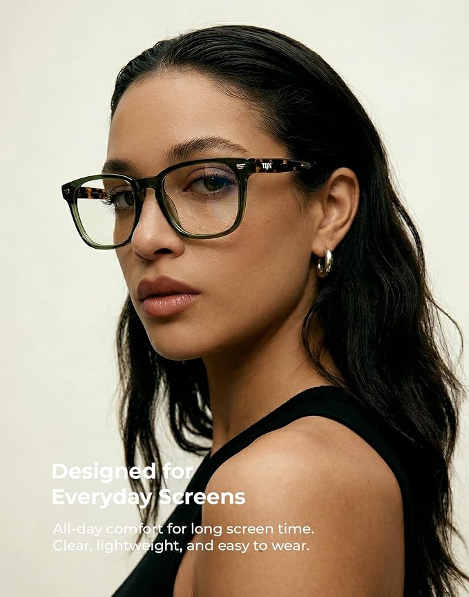 TIJN Premuim Blue Light Blocking Glasses for Women Men Square Frame Nerd Eyeglasses Anti Blue Ray Computer Screen Glasses