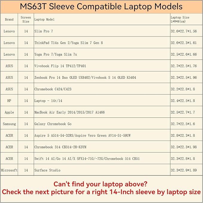 Smatree MS63T Hard Protective 14 inch Laptop Sleeve Case Compatible for Samsung Galaxy Chromebook Go, Lenovo Yoga Slim/Yoga Pro, for Apple MacBook Air Early, HP/ASUS/ACER/Microsoft Surface