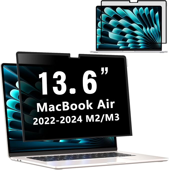 ZOEGAA MacBook Air 13.6 inch Privacy Screen, Removable Privacy Screen MacBook Air 13.6 & 13 inch 2022-2026 (M2, M3, M4, M5), Reusable Laptop Screen Protector Anti-Glare Blue Ray Reduction