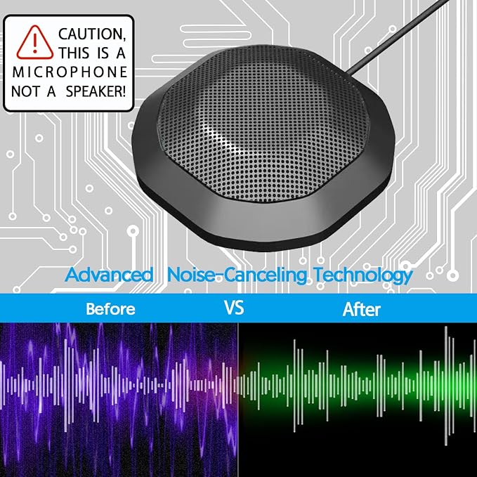 USB Conference Microphone, Desktop & Laptop PC Computer Mic with Mute Button & LED, Noise Reduction, Plug & Play for Online Meetings, Zoom, Recording, Classes, Compatible with Windows/Mac