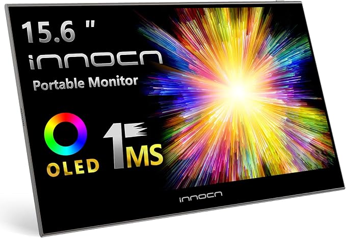 INNOCN 15.6" OLED Portable Monitor Full HD 1080P 100% DCI-P3 1MS 100000:1 USB Computer Mini HDMI Travel Monitor Photo Video Editing Second Ultra Slim for Laptop, Gaming Console