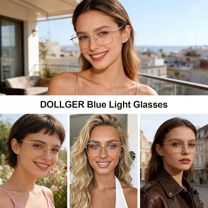 Dollger Blue Light Blocking Glasses women Anti Glare UV Filter Computer Gaming Glasses Retro matal square Eyeglasses Frame