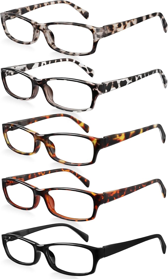 5Pack Reading Glasses for Women - Blue Light Blocking Spring Hinge Computer Readers Anti Glare UV Eyeglasses
