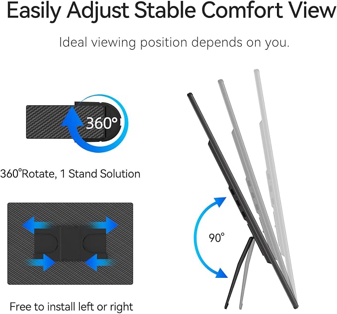 16" Portable Monitor for Laptop - 1200P FHD Laptop Screen Extender HDMI USB C HDR Travel Dual External Display with Stand Gaming Monitor for Windows MAC Computer Switch Phone Xbox PS4/5