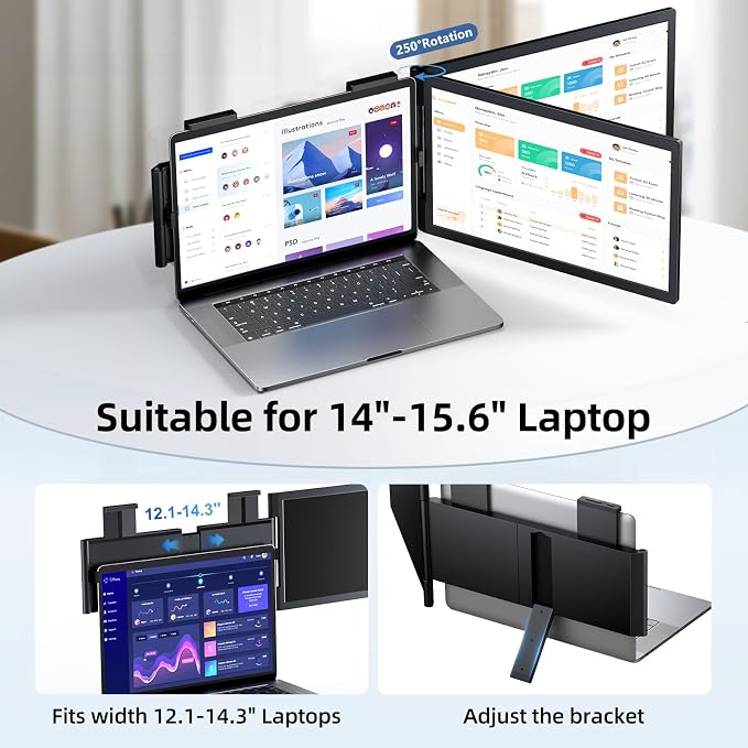 Laptop Screen Extender, 15.6" Laptop Monitor Extender, 1080P FHD IPS Portable Monitor for Laptop, Mini HDMI/Type-C Screen Extender Fits 14"-15.6" Laptops,Plug & Play for Windows/Mac/Android/Switch/PS5