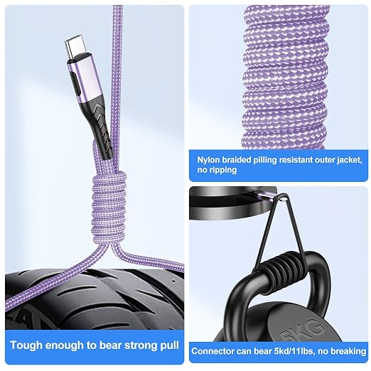 Durcord USB C Charger Cable, 2Pack 6ft USB Charger Fast Charging Type C Cord Cable, Type C Charger Cable Compatible with iPhone 15 Pro/Plus/Max/Android/Phone/Pad-Light Purple