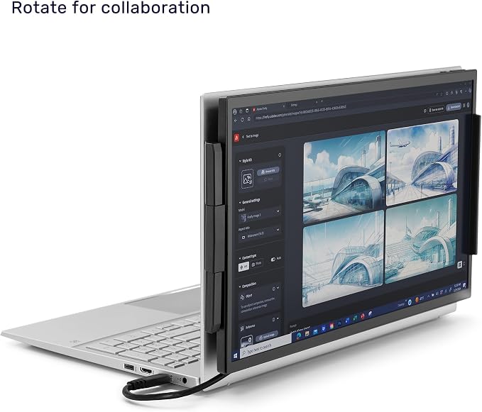 SideTrak Swivel 15.6" Attachable Portable Monitor for Laptop | FDH TFT Laptop Dual Screen | Mac, PC & Chrome Compatible | Swivel Hinge Laptop Screen Extender | USB-C Port