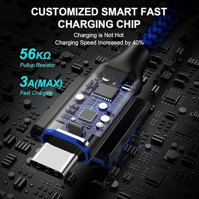 etguuds USB to USB C Cable 0.5ft, 2-Pack Short USB A to Type C Charger Cord Fast Charging for Samsung Galaxy A17 A16 A15 A26 A36 A56, S25 S24 S23 S22 S21 S20 S10 Note 20, for iPhone 17 16 15, Moto