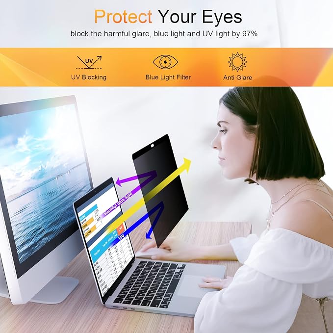 Mamol Privacy Screen MacBook Pro 15 Inch (2016-2019), Magnetic Removable Anti Blue Light Glare Filter Privacy Screen Protector for Apple Mac 15 In Laptop Model (A1707, A1990)