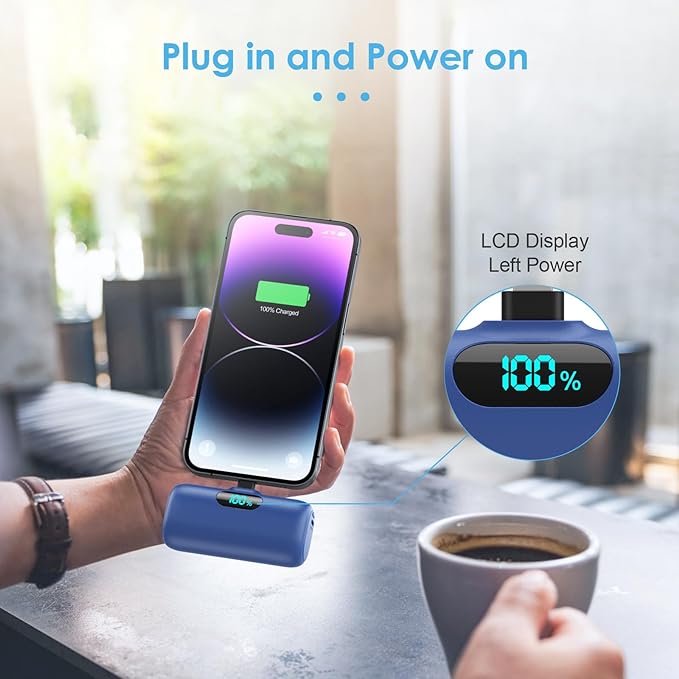 [2 Pack]Small Portable Charger for iPhone14/13,Upgraded 5000mAh PD Fast Charging Power Bank,Mini Portable Phone Charger Compatible with iPhone 14/14 Pro Max/13/13 Pro/12 Pro/11/XR/X/8/7/6-Black+Blue
