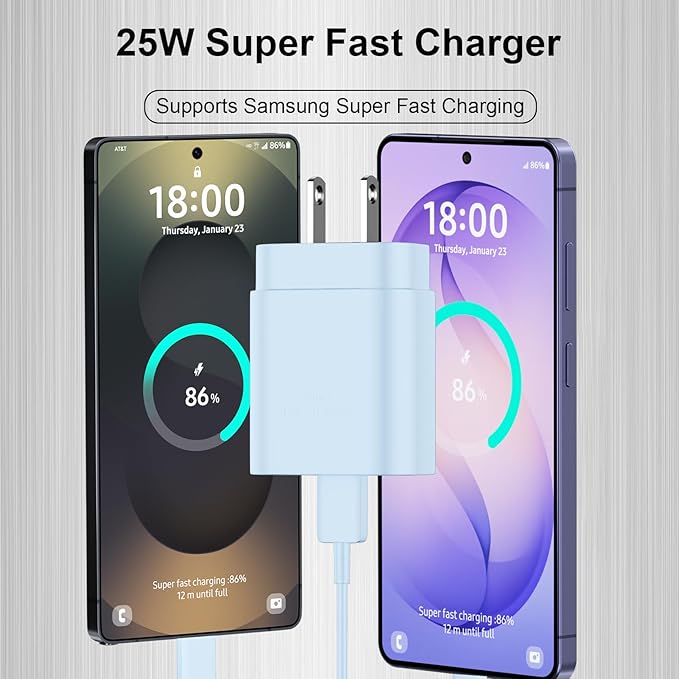 25W Super Fast Charging Cord Type C Block &10Ft USB C Android Phone Charger Cable for Samsung Galaxy S26/S25/S24/S24 Ultra/S24 Plus/S23 Ultra/S23/S23+/S22/S22 Ultra/S22+/S21Ultra/S20 Ultra/Note 20/10