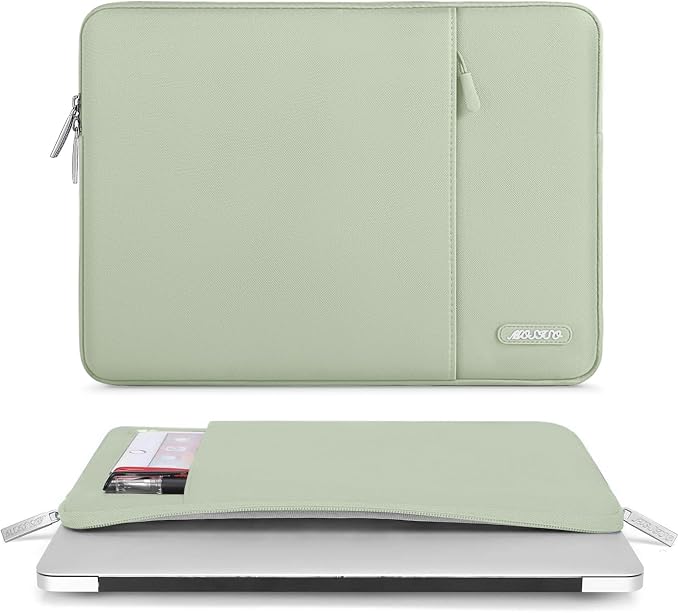 MOSISO Laptop Case 15 inch, 15 inch Laptop Sleeve Compatible with MacBook Air M5 A3448 M4 A3241 M3 A3114 M2 A2941 2026-2023, Dell XPS, Polyester Vertical Computer Sleeve Bag with Pocket, Sage Green