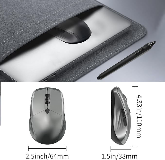 Wireless Mouse for Laptop, Ergonomic Computer Mice with USB Nano Receiver, 2400 DPI Adjustable, Anti-Slip Scroll Wheel, Plug & Play 2.4G Wireless Cordless Mice for PC Chromebook Mac MacBook - Grey