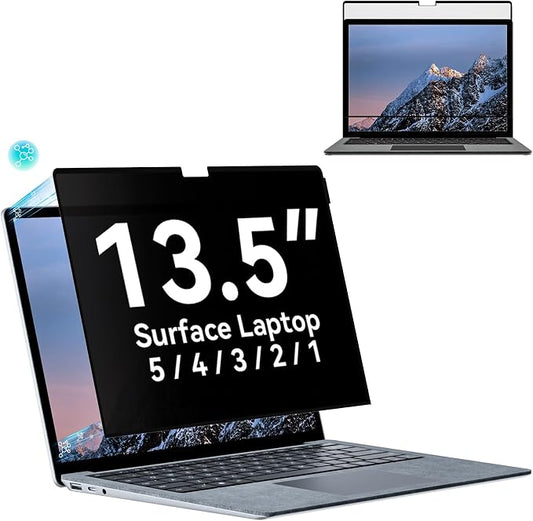 Privacy Filter Compatible with 13.5 Inch Surface Laptop 6/5/4/3/2/1,Easy On/Off Removable Anti-Glare Blue Light Laptop Privacy Screen Black Security Private