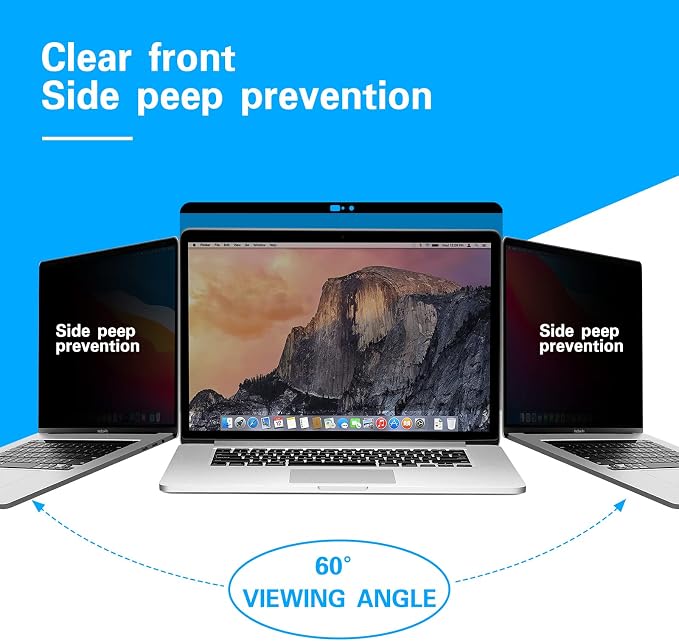 Privacy Screen Protector for MacBook 12 Inch (2012-2015) - Nano-Suction Removable Anti-Spy Filter, Blue Light Blocking, Ultra-Thin Design