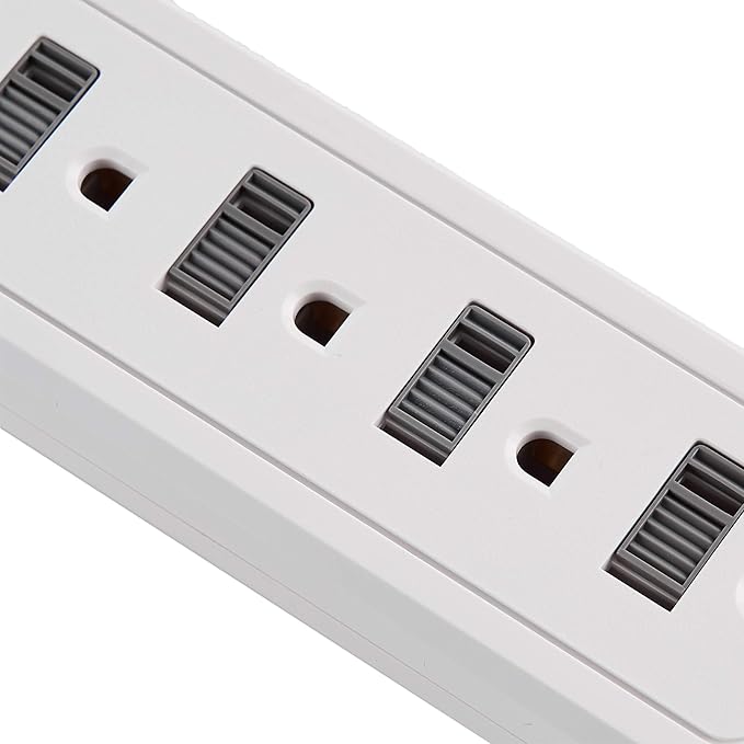 Amazon Basics Power Strip Surge Protector with 6 Outlets, 2 USB Ports, 1000 Joule Protection, 6-Foot Extension Cord, White