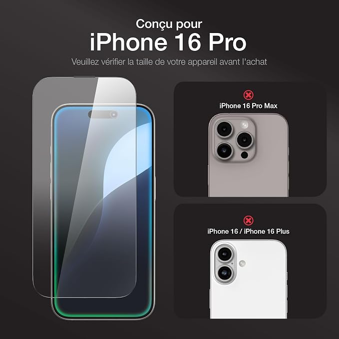 AMAZINGthing for iPhone 16 Pro [Titan - Full Glass] Screen Protector, Ultra Clear, 9H Tempered Glass, Built-in Dust Filter Full Coverage, Case‑Friendly, Oleophobic, Easy Installation, 2 Pack