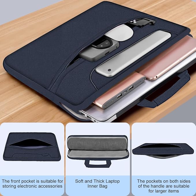 Hseok Laptop Shoulder Bag 15.6-16 inch Case,Water-Resistant Shockproof Computer Handbag with Small Case Compatible with MacBook Pro/Neo 16",Mac Air 15 M5, XPS 15/16 and most 15.6-16 PC,Blue