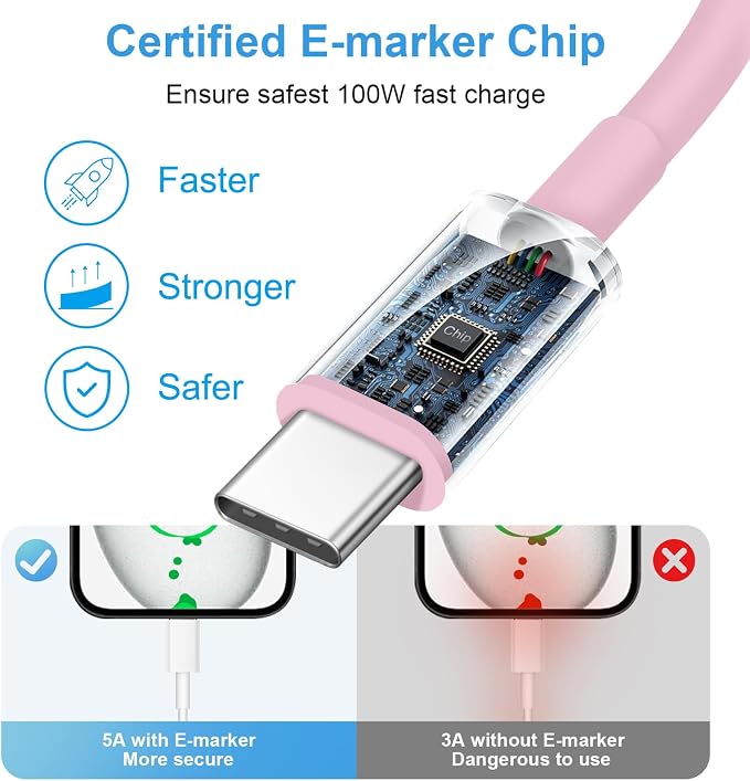 iPhone 17 16 15 Fast Charging 10FT Long USB C Charger Type C Charger 3 Pack Fast Charger USB C for iPhone 17/17 Plus/17 Pro/17 Pro Max/16/16 Plus/16 Pro/16 Pro Max/15/15 Pro Max,iPad Pro,Samsung(Pink)