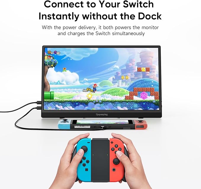 Dopesplay Portable Monitor, 15.6" FHD 1080P Portable Screen for Laptop with Adjustable Stand, USB-C HDMI Second External Monitor, Travel Screen Extender for Laptop Mac Phone PS4/5 Xbox Switch - Black