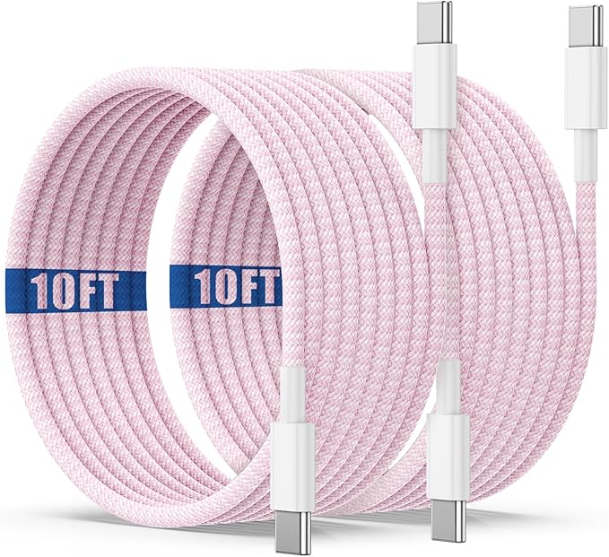 USB C to C Charging Cable 10ft, 60W Fast Type C to C Charger Cord Long for Apple iPhone 17 Pro Max/17 Air/16 Pro Max/15 Plus, MacBook Pro 2021/2020/2019,iPad 12.9/11 inch/Mini/Air 5/4,Samsung Galaxy