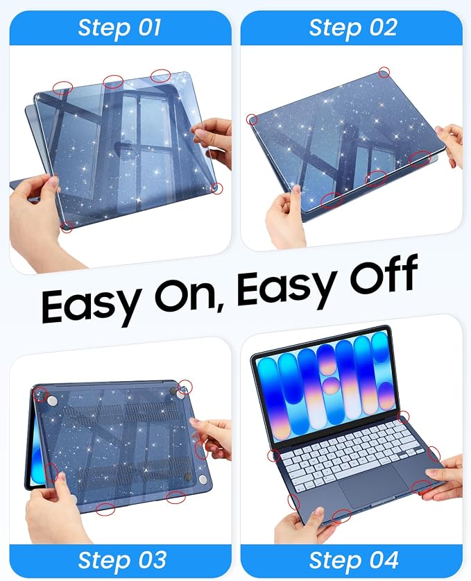 Fintie Compatible with MacBook Neo 13 Inch Case 2026 Model A3404 with A18 Pro Chip, Ultra-Thin Scratch Resistant Protective Hard Shell Cover with Keyboard Skin & Screen Protector (Glitter Indigo)