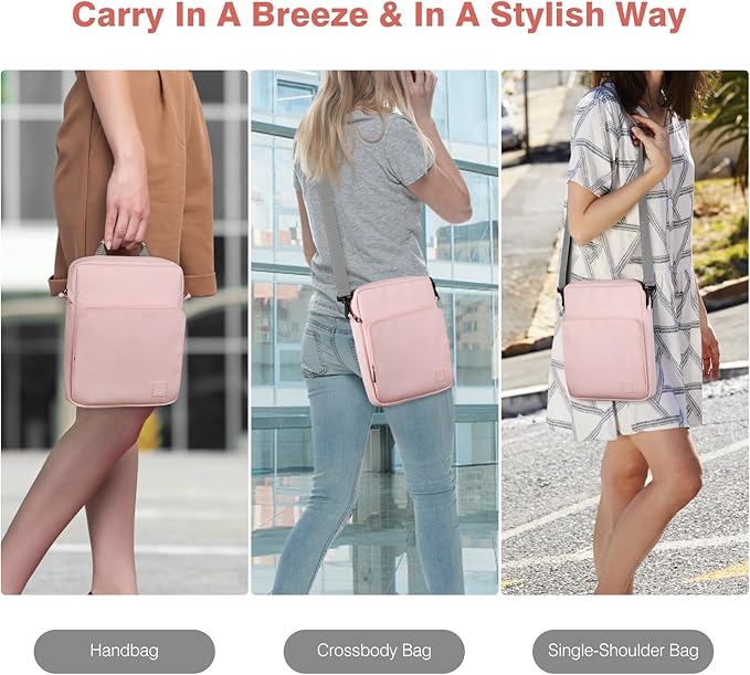 Dadanism 9-11 Inch Tablet Sleeve Bag Carrying Case with Shoulder Strap for iPad (A16) 11", iPad 10th Gen 10.9", iPad Air M4/Pro M5 11", iPad 9/8/7th 10.2", Galaxy Tab A11+ Plus 11", Pink