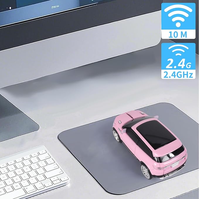 elec Space Wireless Mouse Car Computer Mouse for PC Laptop (Milk Tea Pink)